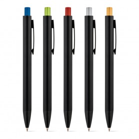 Juodas metalinis rašiklis su spalvotu antgaliu BALL