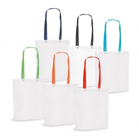 Neaustiniai maišeliai su spalvotomis ilgomis rankenomis 80g/m2