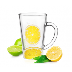 Reklaminiai vasariško dizaino stikliniai puodeliai su spauda "Lemon"